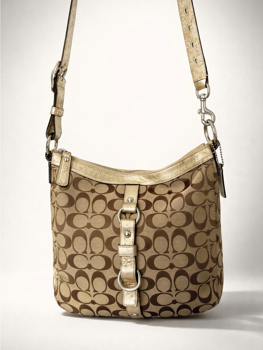 Coach Khaki/Gold Signature Crossbody Bag